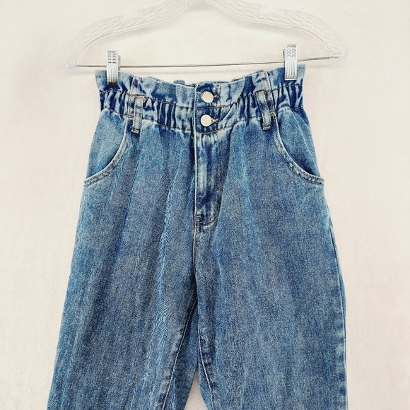PacSun Blue Cotton Denim Casual Button Elastic Waist Mom Jeans P6251 - Picture 4 of 10